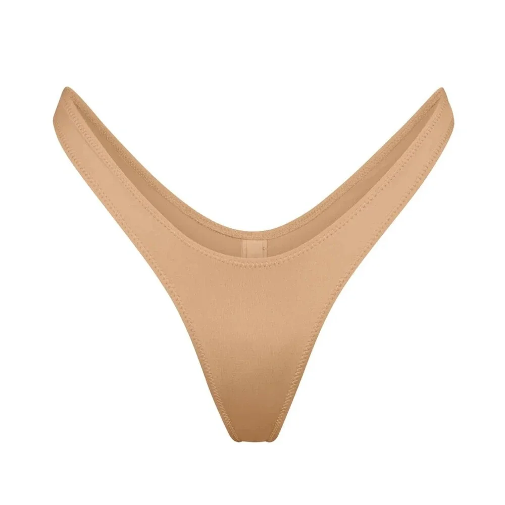 Skims Recycled Swim Thong Women Size 4X Bikini Bottom Beige Ochre NEW